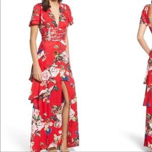 AFRM Micah Corset Tiered Maxi Dress with Slit - Sz XS